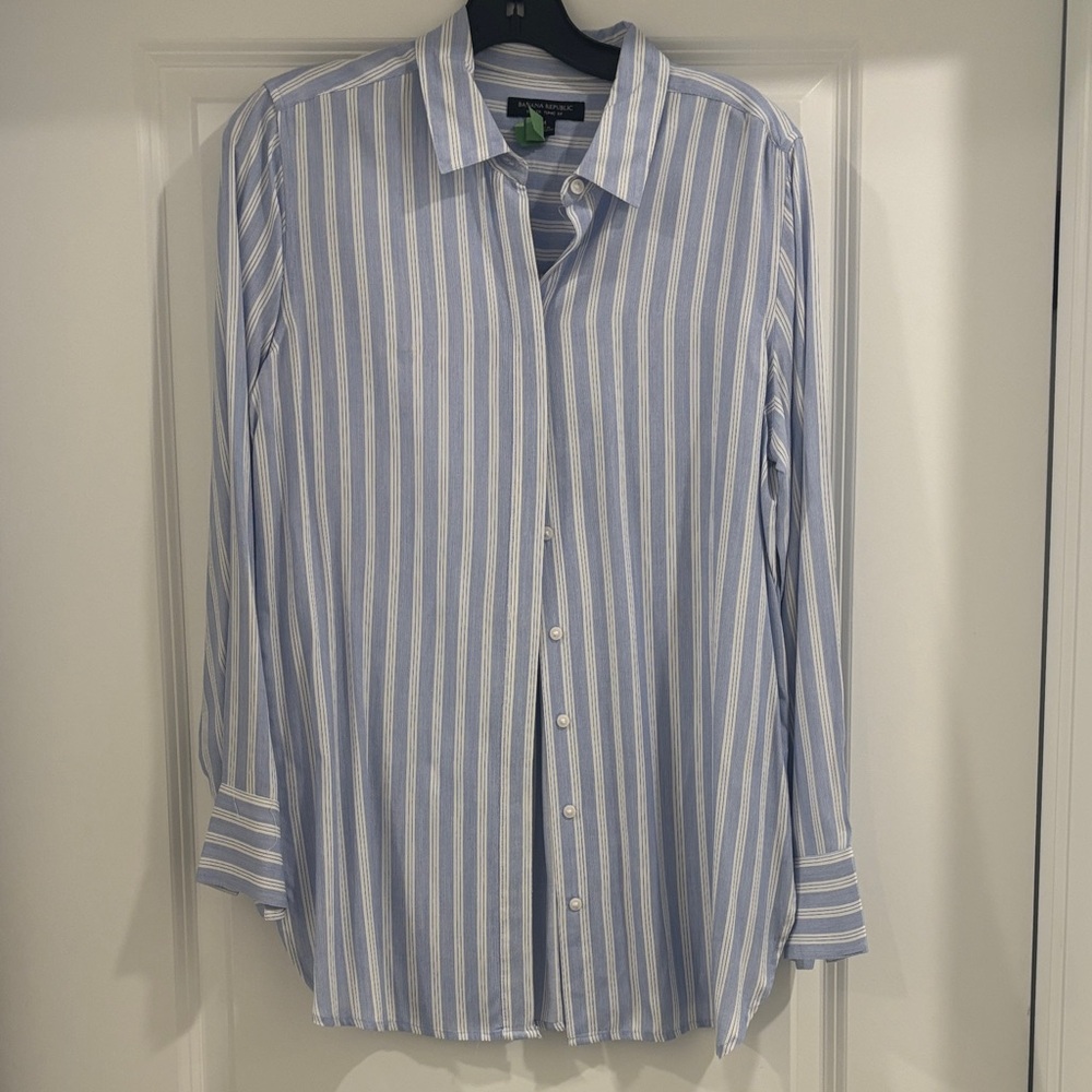 Banana Republic Blue and White Striped Blouse